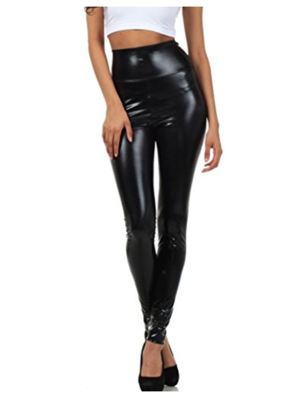Sakkas Shiny Metallic High Waist Stretch Leggings Skinny Fit Slimming Party Wear